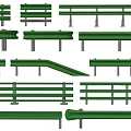 Green Road Guardrails Assorted Types Including Straight And Curved Designs