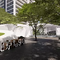 Curvilinear structure of modern gallery 3d model