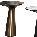 Modern Side Tables With Marble Top And Black Gold Conical Base Design