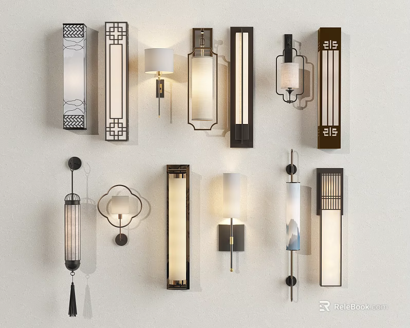 Various Stylish Wall Lamps With Modern And Traditional Design Elements For Indoor Home Lighting 3d model 