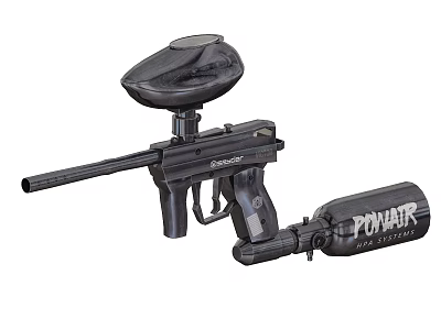 High Performance Paintball Gun with POM HAR Tank and Ergonomic Design 3d model
