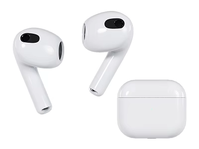 White True Wireless Earbuds With Charging Case And Bluetooth Stereo Sound 3d model