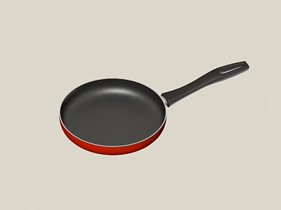 Red and Black Frying Pan Kitchen Cookware with Stylish Handle Design 3d model