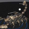 Smart Machine Mechanical Scorpion With Weapons Gold Black Design And Blue Halo Platform