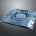 Futuristic Tech Equipment Featuring Circular Interface Blue Light And Geometric Design