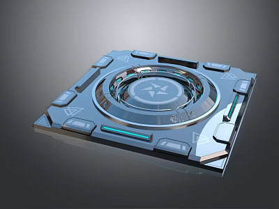 Futuristic Tech Equipment Featuring Circular Interface Blue Light And Geometric Design 3d model