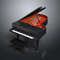 Elegant Black Grand Piano With Matching Wooden Piano Stool For Home Use