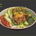 Healthy Fresh Food Bowl With Grilled Chicken Broccoli Red Bell Peppers And Crispy Tortilla Strips