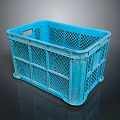 Durable Blue Plastic Storage Crate with Grid Design for Household Use 3d model