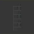 Detailed Multi Level Metal Staircase With Railings For Industrial Building Model