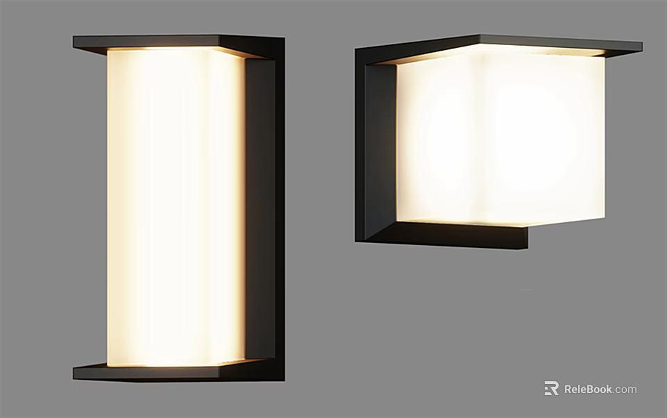 Modern Indoor Wall Lamps With Black Frame And Illuminated White Shade Design 3d model 