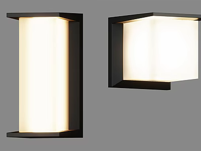 Modern Indoor Wall Lamps With Black Frame And Illuminated White Shade Design 3d model