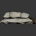 Simple Bed Furniture Setup With White Pillows Burlap Blanket And Linen Mattress