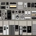 Modern Household Appliances Collection Including Refrigerators Washing Machines And Kitchen Devices