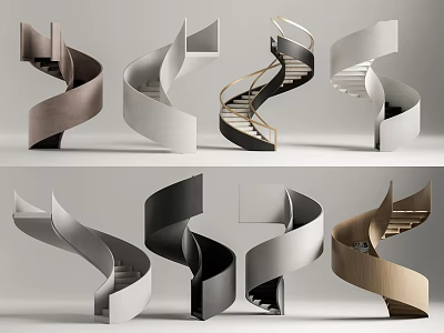 Modern Spiral Staircases Design Featuring Various Metal Wooden And Sleek Styles 3d model