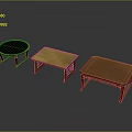 Three Different Wooden Coffee Tables With Round And Rectangular Shapes In Various Colors