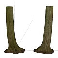 Natural Wood Tree Trunks With Stone Like Root Base And Bark Texture 3d model