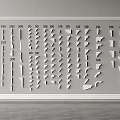 Various Styles And Sizes Of Gypsum Cornices Arranged On Wall With Numbered Labels