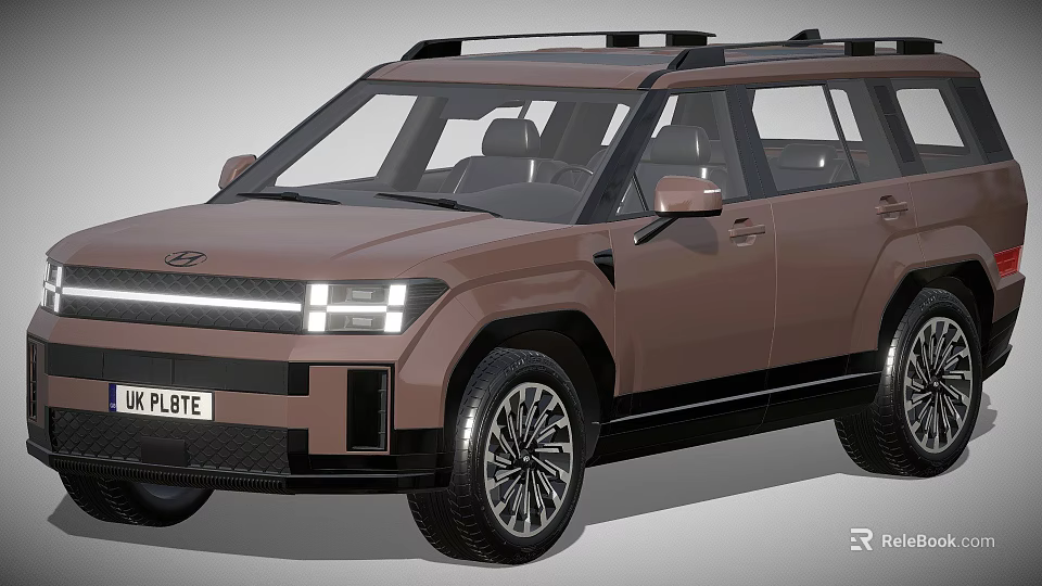 Brown SUV Car with Modern Front Design LED Headlights Roof Rails and Alloy Wheels 3d model 