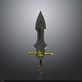 Ornate Fantasy Sword With Metallic Blade Golden Crossguard And Decorative Hilt
