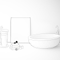 Modern bathroom appliances stone bathtub sink bathroom combination 3d model