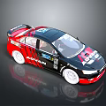 Black And Red Racing Car Model With ADVAN Logo Aerodynamic Body And Sporty Stickers