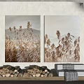 Natural Reed Themed Two Panel Wall Art For Light Living Room With Soft Tones