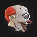 Scary Clown Mask With White Face Red Nose Sharp Teeth And Exaggerated Expression