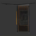 Outdoor Public Kiosk Structure With Canopy Roof Wooden Panels And Digital