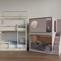 Wooden And Pink Bunk Beds With House Shaped Roof Round Window Storage Stairs And Soft Cushions