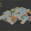 Colorful Ancient Architecture 3D Model With Multiple Roofs And Complex Layout