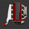 Mechanical Equipment With Red Nozzle Golden Gears Black Components And Silver Frame