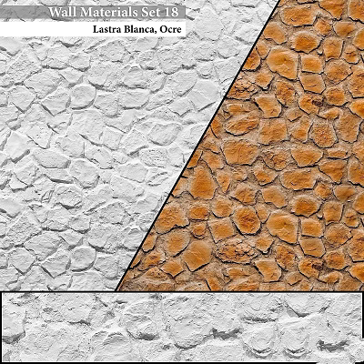 White And Orange Natural Stone Wall Texture Design For Interior Exteriors 3d model