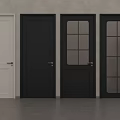 Hinged Doors in Various Styles White Black Paneled and Glass Paned with Golden Handles