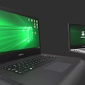 Modern Dell Laptops With Green Desktop Screen And User Profile Interface Icons 3d model