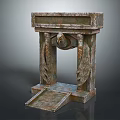 Intricate Classical Stone Entrance Gate With Winged Carved Decorations And Step