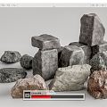 Modern Stone Landscape Stone Gravel Pebbles 3d model