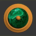 Decorative Jar With Green Malachite Pattern And Orange Lid Base