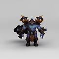 Inflatable Blue Warrior Character With Spiked Armor And Large Hammer Design 3d model