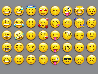 Fun Yellow Emoji Charms With Various Expressions And Cute Designs For Decoration 3d model