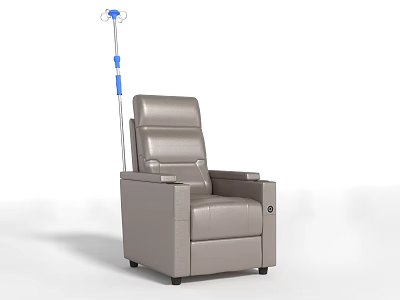 Light Gray Leather Medical Recliner Chair With IV Stand For Patient Use 3d model