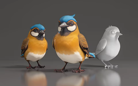Birds Specimen Ornaments Print Toy Props Meichen Decoration Atmosphere Hand-made Scenes 3d model