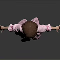 Child in Pink Dress with Yellow Bow White Socks and Brown Shoes