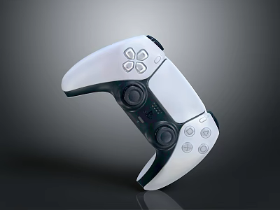 White And Black Ergonomic Game Controller With Buttons And Joysticks 3d model