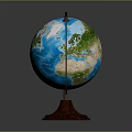 Classic Globe With Wooden Base And Metal Stand Displaying Ocean Land Details