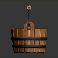 Sturdy Wooden Bucket With Metal Handle And Wooden Grip For Daily Use