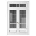 White Double Doors With Glass Panels And Brass Handles For Interior Design