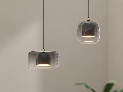 Modern Pendant Lights With Black Glass Shades And Metal Accents For Minimalist Interior 3d model