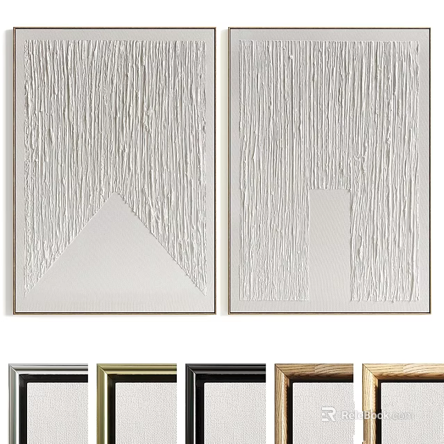 Modern Picture Frames With Textured Artwork And Multiple Colors For Home Wall Decor 3d model 
