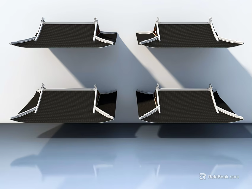 Modern Black Sofa Coffee Table Set With Metal Frame And Reflective Surface Design 3d model 